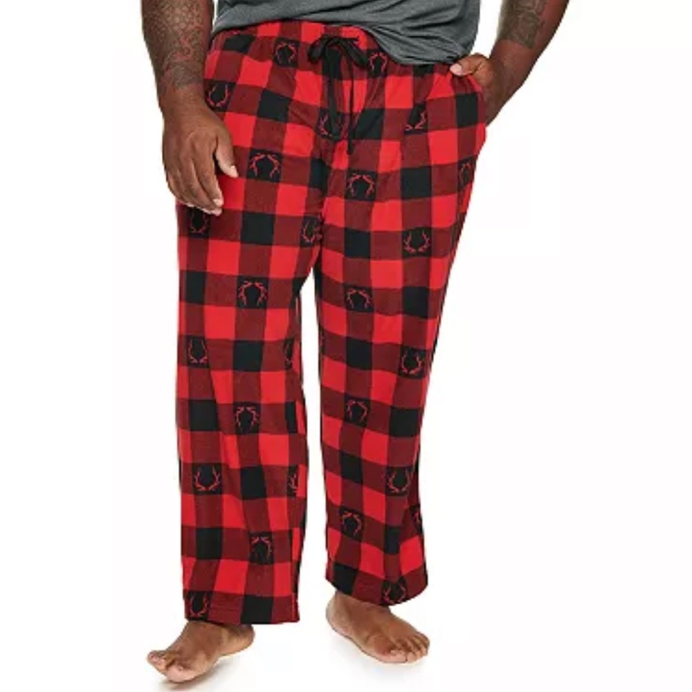 Sonoma Big&Tall Red and Black Buffalo Check Micro Fleece Pajama Pants